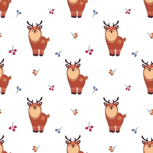 Noel sevimli hayvanlar ile seamless modeli. Çocukluk vektör arka plan etnik tarzda.