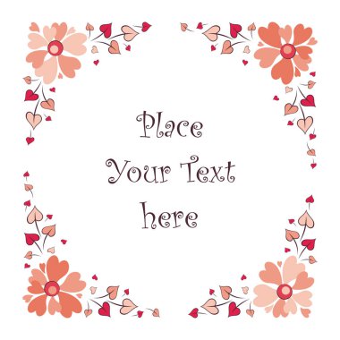Sevgililer günü çiçek çerçevesi. Beyaz bir arka plan üzerinde izole vektör çizim.