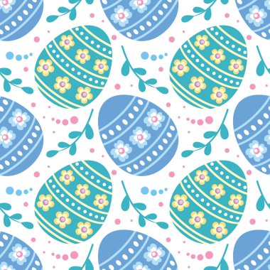 Paskalya yumurtaları görüntü ile renkli seamless modeli. Vektör arka plan.