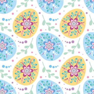 Paskalya yumurtaları görüntü ile renkli seamless modeli. Vektör arka plan.