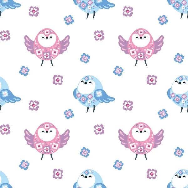 Paskalya yumurtaları ve kuşlar görüntü ile renkli seamless modeli. Vektör arka plan.