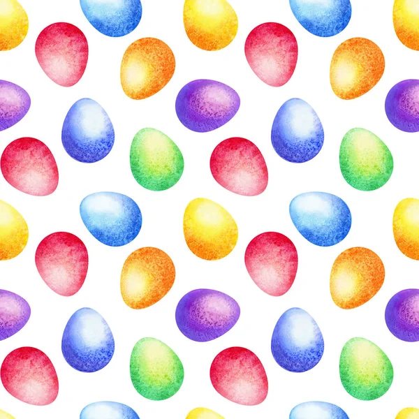 Easter Seamless Pattern Hand Drawn Colored Eggs Watercolor Background — Stock Photo, Image