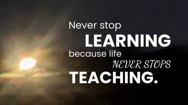 A motivational graphic with a quote on a dark background featuring a bright, abstract light source. The text says 