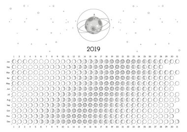 Takvim 2019 Kuzey yarımkürede moon