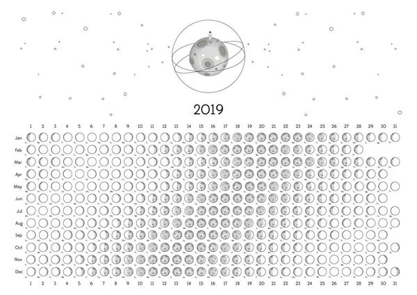 Takvim 2019 Kuzey yarımkürede moon