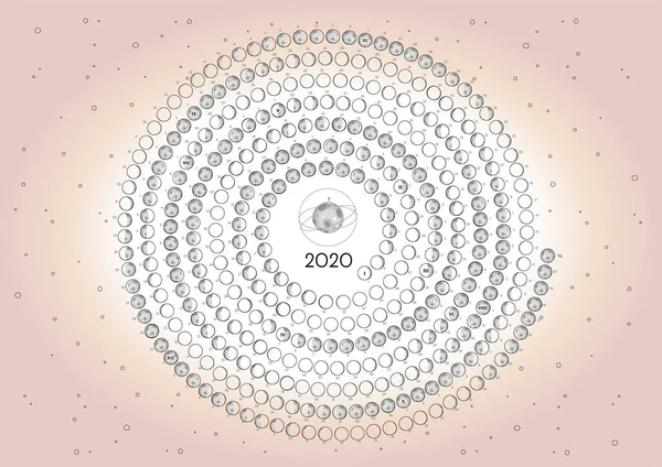 Ay Takvimi 2020 Kuzey Yarımküre Pembe Yuvarlak