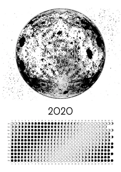 Місячний Календар 2020 Північна Півкуля Білий — стоковий вектор