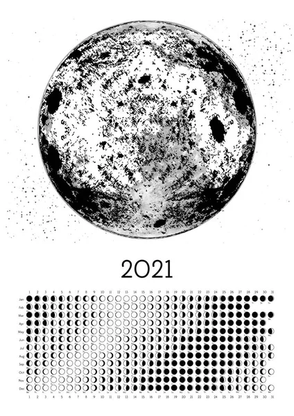 2021 Güney Yarımküre Beyaz Ay takvimi. Öge özellikleri: Düzenli katmanlar, yazdırma hazır