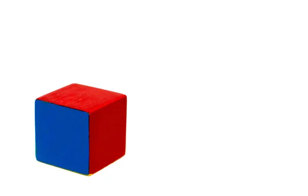 Cubo Juguete Rojo Azul Aislado Sobre Fondo Blanco —  Fotos de Stock