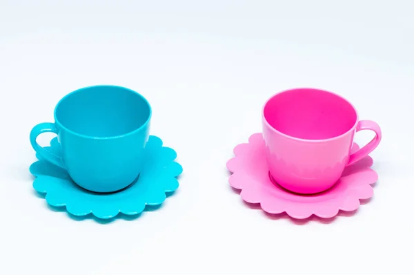 Children Dish Cups White Background — Stock Photo, Image