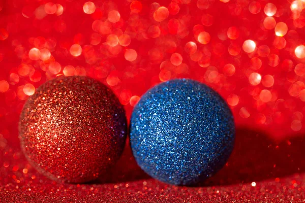 Two New Year Balls Christmas Toys Sparkles — Stock Photo, Image