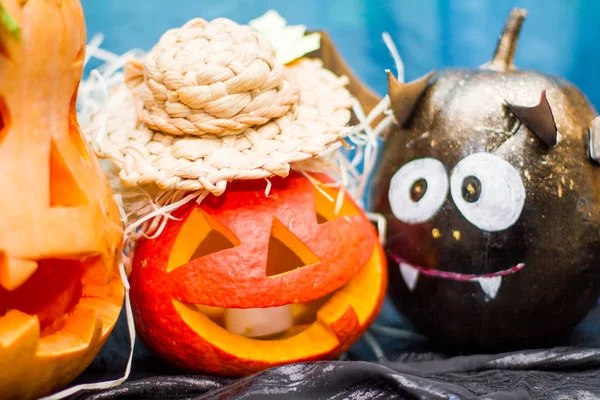 Heldere Enge Pompoenen Een Religieus Feest Halloween — Stockfoto