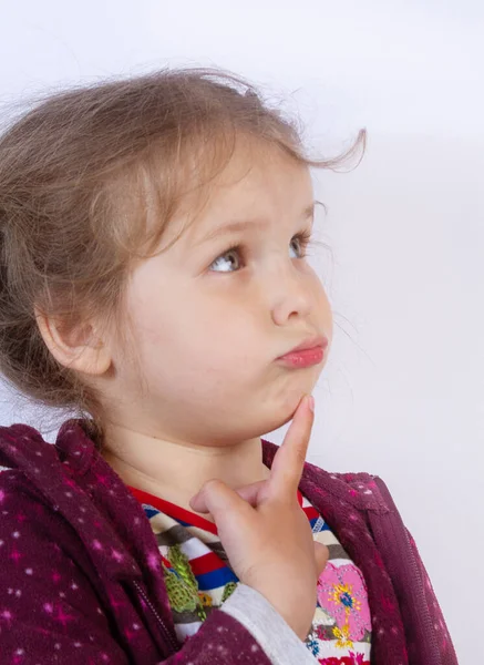 Little Cute Girl Expresses Her Emotions World Her Stock Image