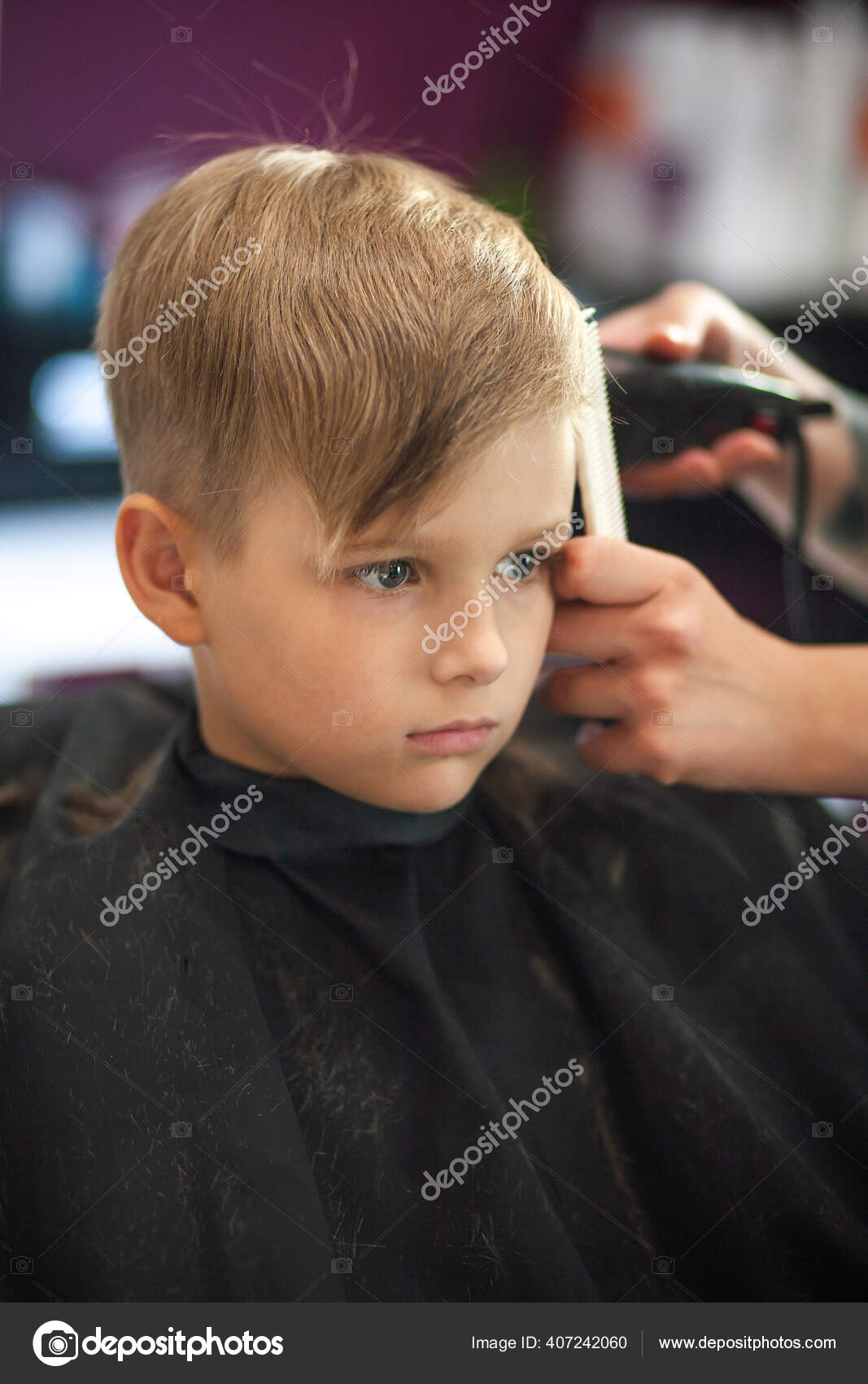 Little Cute Boy Sits Hairdresser's Stylist's Schoolchild Getting Hair Cut Stock Photo by ©.com 407242060 Little Cute Boy Sits Hairdresser's Stylist's Schoolchild Getting Hair Cut Stock Photo by ©.com 407242060
