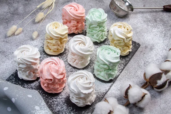 Marshmallow Fatti Casa Zephyr Fatto Con Mela Menta Dolce Arioso — Foto Stock