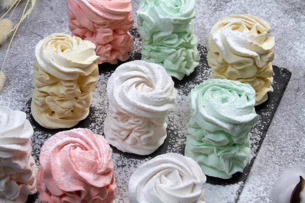 Marshmallow Fatti Casa Zephyr Fatto Con Mela Menta Dolce Arioso — Foto Stock