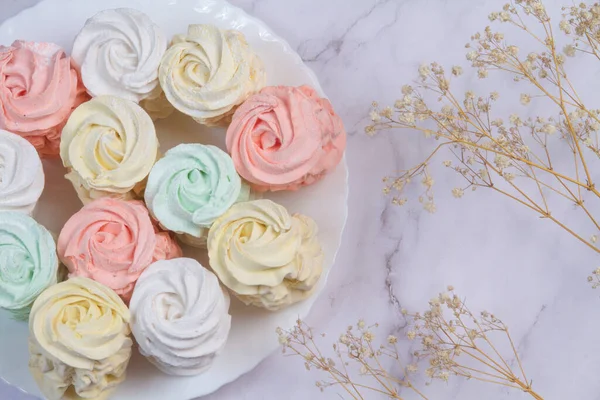 Marshmallow Fatti Casa Zephyr Fatto Con Mela Menta Dolce Arioso — Foto Stock