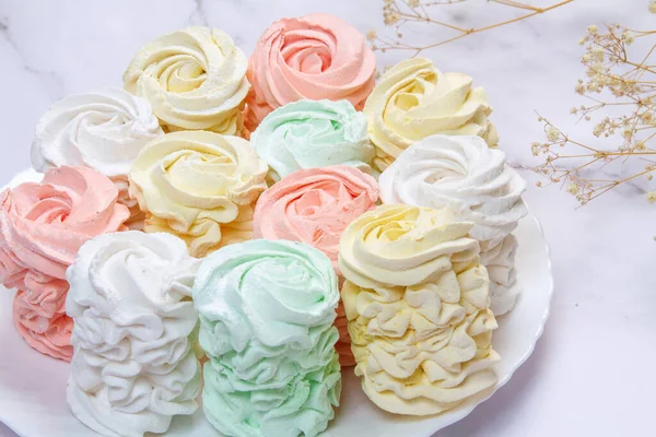 Marshmallow Fatti Casa Zephyr Fatto Con Mela Menta Dolce Arioso — Foto Stock