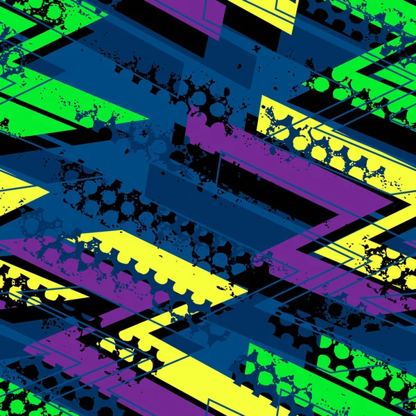 Kızlar, erkekler için giyim için soyut seamless modeli. Yaratıcı vektör arka plan ile dots, geometrik figürler, yazıtlar çizgili. Tekstil ve kumaş için komik duvar kağıdı. Moda stil. Renkli parlak.