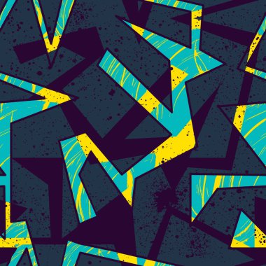 Eğri çizgiler, noktalar ile soyut kesintisiz geometrik desen. Grunge kentsel modeli boy için kağıt ambalaj kız, spor giyim,.