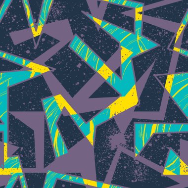 Eğri çizgiler, noktalar ile soyut kesintisiz geometrik desen. Grunge kentsel modeli boy için kağıt ambalaj kız, spor giyim,.