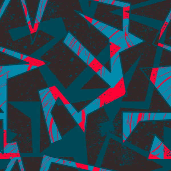 Abstrakte nahtlose geometrische Muster mit geschwungenen Linien, Punkten. Grunge Urban Pattern für Jungen, Mädchen, Sportbekleidung, Geschenkpapier. — Stockvektor
