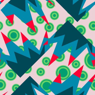 Renkli daireler ve eğri çokgenler geometrik soyut desen