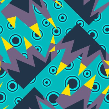 Renkli daireler ve eğri çokgenler geometrik soyut desen