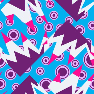 Renkli daireler ve eğri çokgenler geometrik soyut desen