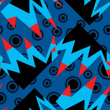 Renkli daireler ve eğri çokgenler geometrik soyut desen