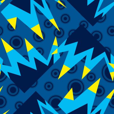 Renkli daireler ve eğri çokgenler geometrik soyut desen