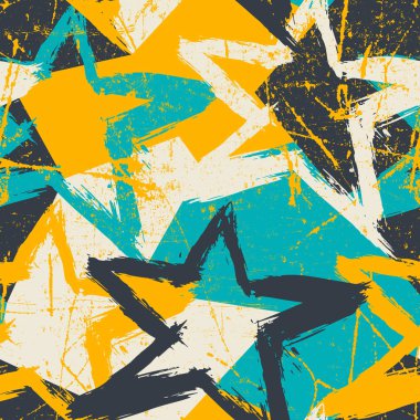 Soyut vektör sorunsuz grunge tarzı desen. Yıldız ile yinelenen arka plan.