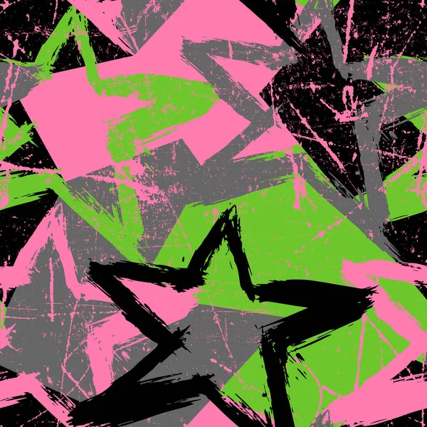 Abstrakte Vektor nahtlosen Grunge-Stil Muster. Hintergrund mit Sternen wiederholen. — Stockfoto