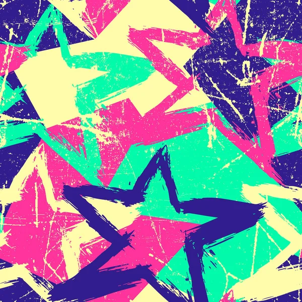 Abstract vector seamless grunge style pattern. Repeating background with stars.