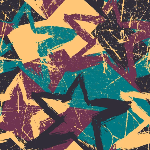 Abstract vector seamless grunge style pattern. Repeating background with stars. — Stock Photo, Image