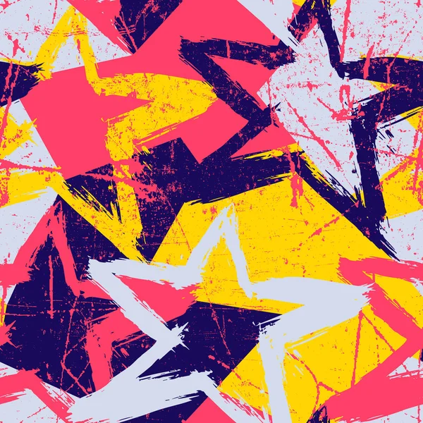 Soyut vektör sorunsuz grunge tarzı desen. Yıldız ile yinelenen arka plan.