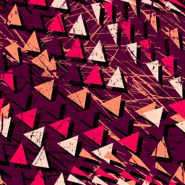 Fond géométrique abstrait sans soudure avec des triangles chaotiques. Grunge, motif de texture. Papier peint pour les garçons et les filles. Fond coloré urbain . — Photo