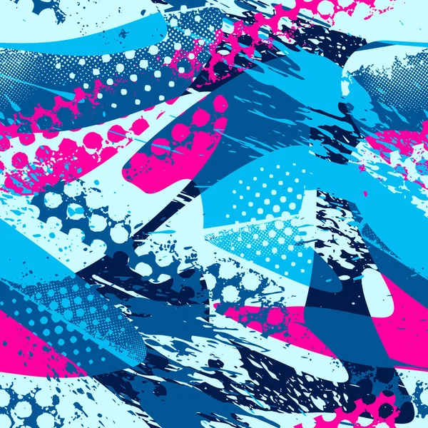 Nokta, eski püskü şekil öğelerini, renkli sprey boya mürekkep ile soyut kesintisiz geometrik desen. Grunge kentsel modeli boy için kağıt ambalaj kız, spor giyim,.