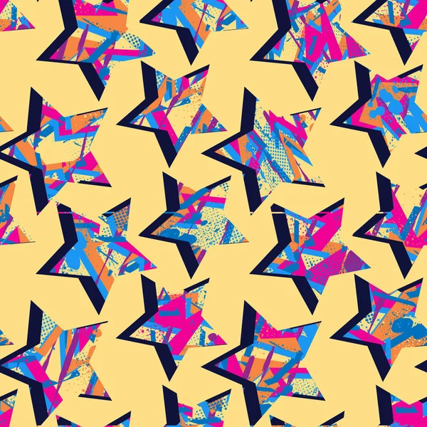 Modèle Abstrait Sans Couture Avec Des Étoiles Grunge — Image vectorielle