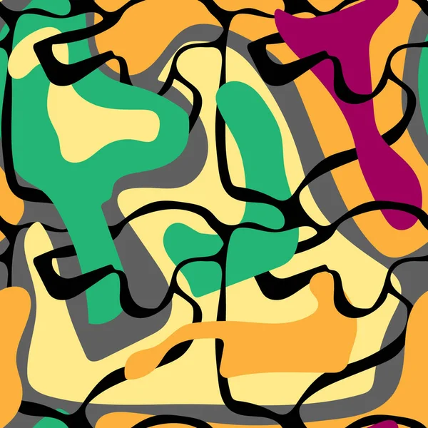 Abstraktes Nahtloses Farbenfrohes Muster Mit Wellenformen — Stockvektor