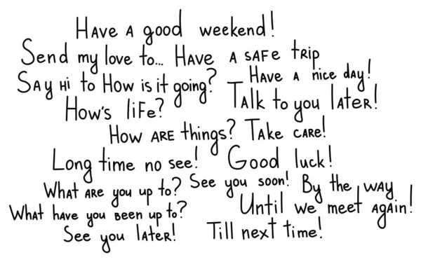 El çizimi İngilizce ifadeler içeren arkaplan.