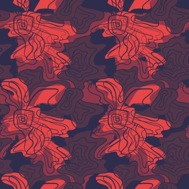 Kusursuz soyut el, benzer çiçek elementleriyle alışılmadık desenler çizmiş.