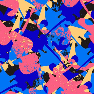 Kaotik şekilleri, noktaları ve benekleri olan renksiz şehir deseni.