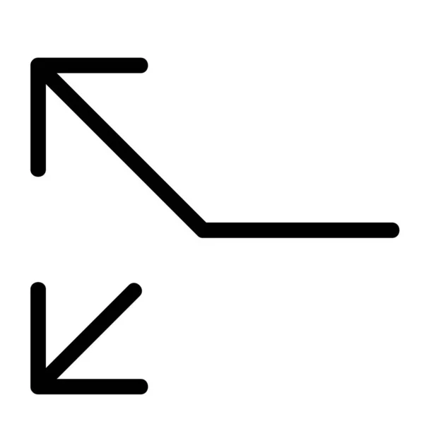 Split Arriba Izquierda Abajo Izquierda Icono Flecha Del Camino Icono — Vector de stock