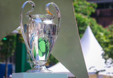 Kiev, Ukrayna 24 Mayıs, 2018: Şampiyonlar Ligi Kupası Uefa Kadınlar Şampiyonlar Ligi Vfl Wolfsburg - Lyon Kiev içinde Valeriy Lobanovskyi Dinamo Stadı nda final maçı sırasında 