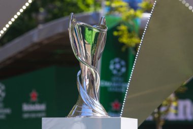 Kiev, Ukrayna 24 Mayıs, 2018: Kadınlar Şampiyonlar Ligi Kupası Uefa Kadınlar Şampiyonlar Ligi Vfl Wolfsburg - Lyon Kiev içinde Valeriy Lobanovskyi Dinamo Stadı nda final maçı sırasında
