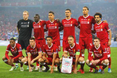 Kiev, Ukrayna - 26 Mayıs, 2018: futbolcular Fc Liverpool son sırasında maç Liverpool ve Olimpiyskiy ulusal spor kompleksi, Real Madrid arasındaki Uefa Şampiyonlar Ligi