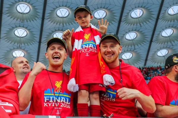 Kijów Ukraina Maja 2018 Angielscy Kibice Liverpool Podczas Finału Mecz — Zdjęcie stockowe