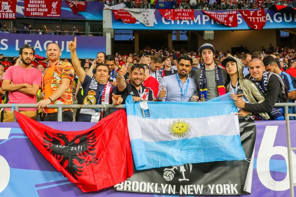 Kijów Ukraina Maja 2018 Fani Liverpool Podczas Finału Mecz Liga — Zdjęcie stockowe