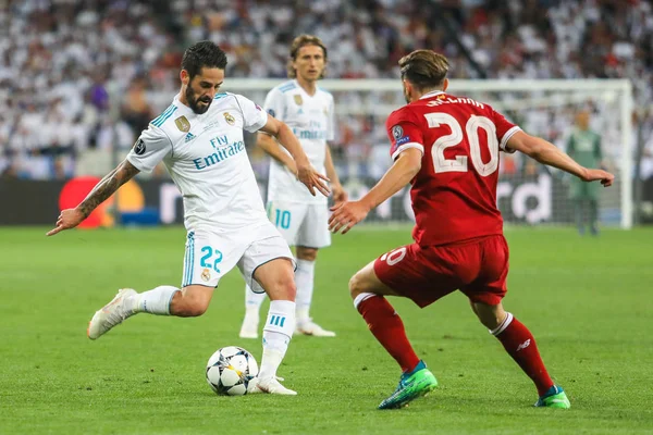 Kiev, Ukrayna - 26 Mayıs, 2018: Çifleşme (L) sırasında final Uefa Şampiyonlar Ligi Liverpool ve Olimpiyskiy ulusal spor kompleksi, Real Madrid arasındaki maç